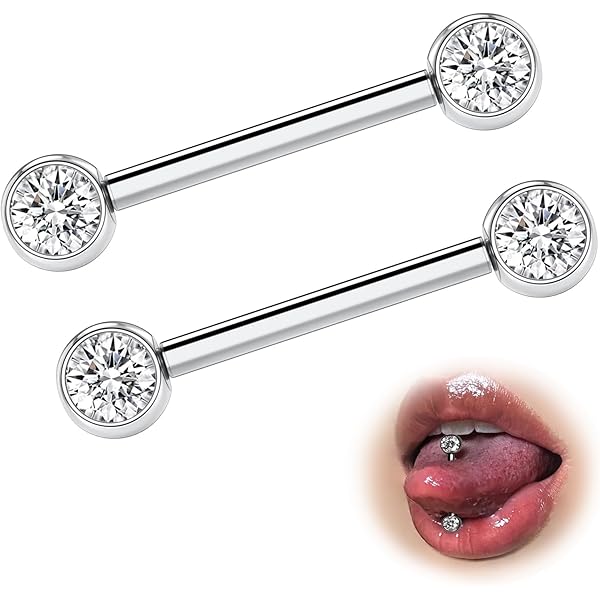 Titanium tongpiercing met acrylballetjes uit één kleur