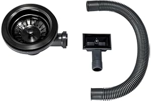 ENKI, SA021, Kitchen Sink Strainer Basket Waste Overflow Pipe Single 1.0 One Bowl Kitchen Sinks, Gunmetal Grey