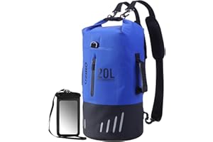 UZIRO Bolsa Estanca 20L, Mochila Impermeable para Kayak, Piscina, Pesca y Natación, Dry Bag Acuático, Resistente al Agua, Ideal para Actividades al Aire Libre, Color Azul