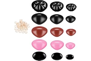 Gutol Virkade leksakssäkerhetsnäsor 150 stycken plastdjurnäsor för gosedjur och gör-det-själv-dockor, olika storlekar i rosa och svart (12–20 mm)