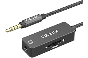 Cubilux 3,5-mm-TRRS-Lautstärkedämpfungskabel, 1/8-Zoll-Kopfhörer-Verlängerungskabel mit Audiolautstärkeregler, Inline-Lautstärkeregler für Ohrhörer, Lautsprecher, 1.2m