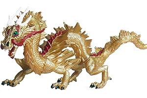 JOKFEICE Dinozaur zabawka realistyczny chiński smok figurki zwierząt projekt naukowy, ozdoba na wierzch tortu, wczesne zabawki edukacyjne urodziny dla małych dzieci dzieci w wieku 3 4 5 (złote)