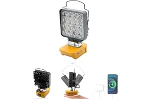 AKOCIRE Cordless LED Work Light Compatible with Dewalt 18V Battery 34W 5000LM Flashlight 2 Modes LED Flood Light with Type C & USB Charging Ports and Low Voltage Protection