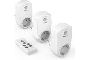 TESSAN Radiouttag med fjärrkontroll, 3 set eluttag, radiobrytare 25m, 3600W