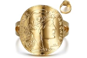 BOBIJOO Jewelry - Bague Marianne Pièce 20 Francs cintrée Acier Or