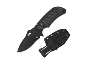 KHU Cuchillo Hoja Fija, Cuchillo Caza Cuchillo Supervivencia Cuchillo Camping Cuchillo Bushcraft D2 Acero Mango de G10, Outdoor Caza Camping Accesorios - Funda Kydex - 08A