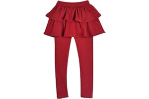 Happy Cherry Mädchen Leggings mit Rock 2-in-1 Einteiler Ruffle Hosenrock Kinder Lange Hosen Tanzen Tennis Rock