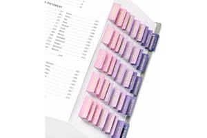 Belegao 90PCS Bible Tabs with Position Guide, Laminated Bible Index Gold Print Studying Stickers Easy to Read Labels (39 OT, 27 NT, 9 Blank) Water-Resistant Scripture Markers(Pink-Purple-Blue)