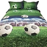 TOOGOO Draps de lit de football 3D Ensembles de literie de Couette Couvrir le lit dans une feuille de sac Set de lit a tartiner Taie d'oreiller Grande Taille double