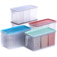 Prexo Refrigerator Organizer Container Square Handle Food Storage Organizer Boxes - Clear with Lid, Handle and 3 Smaller…