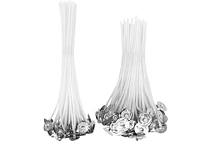 XINOUKJ 100 Kerzendochte in 2 Größen (10cm & 15cm) - Aus Natürlicher Bio-Baumwolle, Vorgewachsen Mit Sojawachs - Für Rauchfreie Kerzen Zum Selbermachen, DIY, Duftkerzen & Aromatherapie
