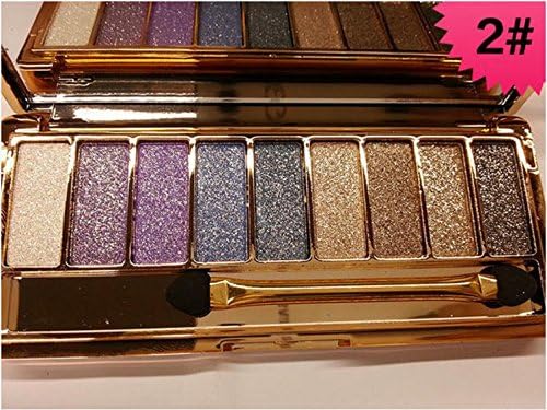 9 Colors Diamond Bright Colorful Makeup Eye Shadow Palette Set Flash Glitter Eyeshadow with Brush (Shade 2)