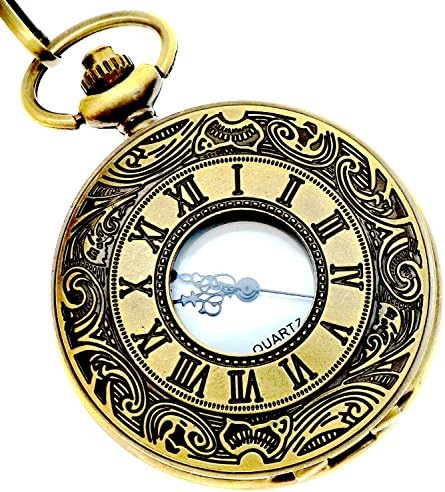 Classic Quartz Pocket Watch with Roman Numerals Scale and Chain Belt