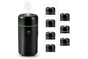 Cliplanyard Car Diffuser Air Freshener, 100ml Mini Humidifier with 7 Colors Ambient Light, USB Powered Portable Sprayer Silent Oil Diffuser with 2 Spray Modes for Home, Desktop, Car, Office