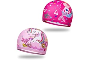 HAZMA 2 Pezzi Cuffia Piscina Bambino, Modello Dei Cartoni Animati Cuffie Piscina Bambini, Cuffia Nuoto Bambino, Cuffia Piscina Neonato, Cuffia Nuoto Per Bimbino Ragazzi Ragazze Età 4-12