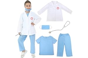 Sincere Party Costume da Dottore Unisex per Bambini, Set da Gioco di Ruolo da Dottore Stile D 3-5 Anni