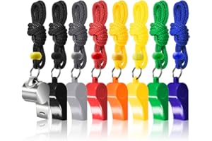 FineGood Fischietti Sportivi Fischietti Arbitro con Cordino per Insegnanti Fischietti di Emergenza in Plastica