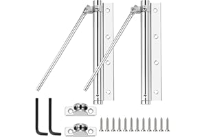 HUNPHY 2 Piezas Cierrapuertas Automático, Cierrapuertas Ajustable, Resortes para Cierrapuertas, Cierre de Puerta de Aleación de Aluminio para Trabajo Ligero con Tornillo y Llave, para El Hogar, Plateado