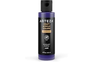 ARTEZA Craft Acrylic Paint, A409 Eggplant Purple, 118 ml Bottle, Water-Based, Blendable, Outdoor Craft Paint for Art & DIY Projects on Glass, Wood, Ceramics, Fabrics, Paper & Canvas