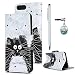 Produktbild Huawei P Smart Hülle Case Tasche Schwarz Weiß Katze Muster Kunstleder Brieftasche Wallet Schale Lederhülle Schutzhülle Handyhülle für Huawei P Smart Stand Kartenfach Magnetverschluss Bookstyle Holster