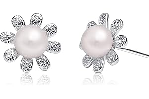 VIKI LYNN Boucles d'oreilles perle en argent fin 925 et zircon boucles d’oreilles clous pour mariage fiançailles parfait cadeau d’anniversaire fête des mères Saint-Valentin