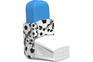 The Inhaler Tailor Easyhaler Cover in Over 30 Designs – Vegan Leather Inhaler Case for Kids and Adults – Handmade in England (3D Footballs)