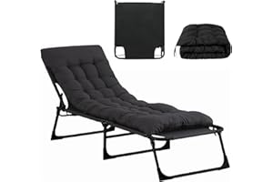 Sensch Camping Bed, Adjustable 4-Position Folding Bed Guest for Sleeping Camping Cot for Camping W/Pilllow Mattress for Home Office Nap Beach Travel 150LB (Black1)