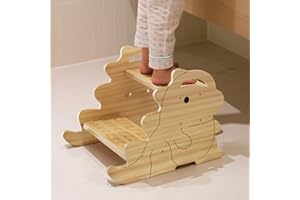 COSYLAND Dinosaur Shaped 2 Step Stool for Kids – Height Adjustable Non-Slip Toddler Stepping Stool for Bathroom Sink Kitchen, Bedroom & Potty Training