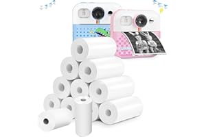 Strehknewen 12 Rollo Papel Térmico para Cámaras Instantáneas Infantiles, Mini Impresoras y Cámaras de Fotos, Sin BPA, Tamaño 57mm x 30mm x 6m