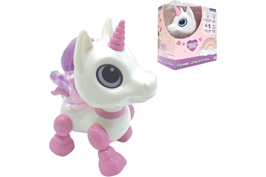 LEXIBOOK, Power Mini, My Little Unicorn Robot with Sounds, Music, Light Effects, Voice Repetition Function and Reaction to sounds, ROB02UNI