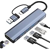 USB C Ethernet Network Adapter 1000M, USB-C Hub Ethernet USB 3.0 to RJ45 Gigabit Network Adapter with 3 x USB 3.0 and 1 x Typ