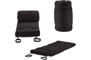 MATCHING BEDROOMS Ainsworth & Country Foldable Futon | Roll Out Outdoor Indoor Folding Sleepover Mattress Pad | Non Slip Bottom | Hypoallergenic | Back and Neck Support | Soft Touch (Black)