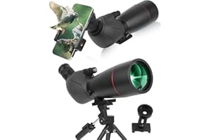 BOSSDUN 25-75x70 HD Spektiv Sportschützen mit Stativ- und Smartphone-Adapter, Zoom Bak4 Prism FMC Lens 45-Grad-abgewinkelte Teleskop für Vogelbeobachtung Wildlife Scenery Jagd Wildtiere Stargazing (Black)