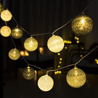 Gigalumi String Lights Ball 20 Led Warm White O 6 Cm Cotton Ball String Lights Decoration For Baby Bedroom Party Christmas Wedding Amazon Co Uk Lighting