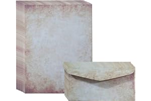 IANULUS Blank Letter Paper Envelope, 20 Pieces Vintage Stationery Writing Set, Thick Letter Paper, A4 Letter Paper, Printer Friendly, Available on Both Sides, for Mail, Invitation, Office