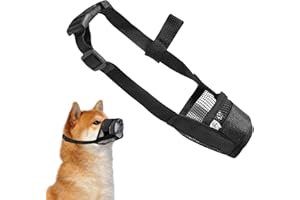 ONGNIUU Museruola Cane Taglia Grande, Museruola Cane in Nylon Traspirante, Impedisce di Abbaiare, Ingoiare e Mordere, Adatta per Cani di Taglia Medio-Grande (Nero)