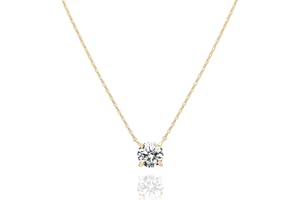 PAVOI Collier ras du cou CZ Dainty en or 14K plaqué or avec cristaux Swarovski Solitaire 1,5 carat (7,3 mm) | Colliers en or pour femme