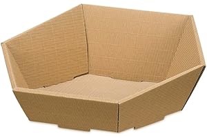 WEINKARTON24.COM 10 Stück "Präsentkorb Swing- natur", Geschenkkorb, Wellpappkorb 6-eckig - Größe: klein