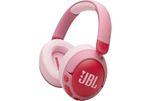 JBL Junior 470 NC, Casque Supra-auriculaire sans Fil Bluetooth pour Enfants, Réduction Active du Bruit, Micro intégré, 50 h d'autonomie, Safe Sound, limiteur de Volume, Set d'autocollants, Rose