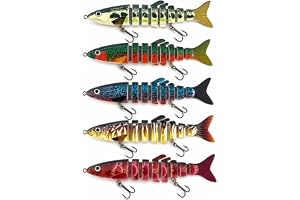 Swimbait 12 cm – set med 8 stycken, wobbler med stålkulor och 3D-ögon – fiskedrag för gös, abborre, öring och gädda, lämplig för söt- och havsvatten