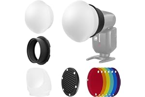 NEEWER Flash Zubehör Set mit Silikon Diffusor, Gitter, Reflektor, 6X Farbgel und 1x magnetischem Adapterring, kompatibel mit Godox V1/V1 PRO NEEWER Z1 Z2 Round Head Kamera Blitz Flashlight, CRS5