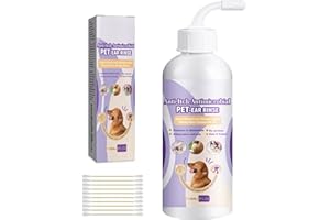 KMANGMAN 118 ml Ohrenreiniger Hund+10 Pcs Wattestäbchen Doppelseitiges 7.1 cm,Ohrentropfen Hund,Ohrenreiniger Hunde,Haustier Ohrreinige,Haustiere Ohrreinigung,Ohrenpflege für Hund Katze Ohrenhygiene