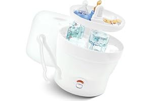 Babyruf BS 29 Sterilisator für Babyflaschen | Dampfsterilisator & Vaporisator | bis zu 6 Flaschen | Einfache Bedienung | Baby Erstausstattung Neugeborene | Flaschenreiniger | Baby Zubehör | weiß