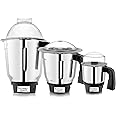 Sunmeet Heavy Quality Dry Jar, Liquid Jar, Chutney Jar for Mixer Set of 3 (350, 700, 1000 ML) SA11, Silver Pack of 3