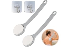 INQUIRLLY Aiuto crema per la schiena, spazzola per doccia posteriore, aiuto crema per la schiena, con 2 connettori, crema per la schiena con manico lungo, spazzola per il bagno, crema solare applicatore per