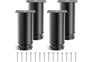 AWBEOT 4 Pezzi 12 cm Piedini Regolabili per Mobili, Gambe da Tavolo, Altezza Regolabile 0-15 mm, Piedini per Mobili Regolabili in Acciaio Inox,Ø 50 mm Rotondi, per Divano,Tavolo,Sedie,Letto,con Viti
