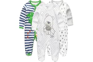 Kiddiezoom Grenouillère en coton à manches longues pour bébé garçon