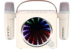 TAIKOUL Karaoke Macchina per Bambini, Altoparlante Bluetooth senza fili con 2 microfoni Mini canta tu per karaoke Portatile con 2 Microfoni Senza Fili