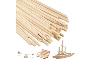 QEEYON Varillas de Bambú para Manualidades, 30 pcs Tiras de Bambú Palos de Madera 30 cm x 5 mm x 5 mm Palo de Bambú para Manualidades y Bricolaje…