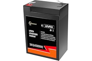 MOUDENSKAY 6V 5Ah LiFePO4 batería recargable de litio Batería de litio de 6V, batería de fosfato de hierro de litio, con más de 2500 veces de ciclo profundo y protección BMS para RV,marina, etc.